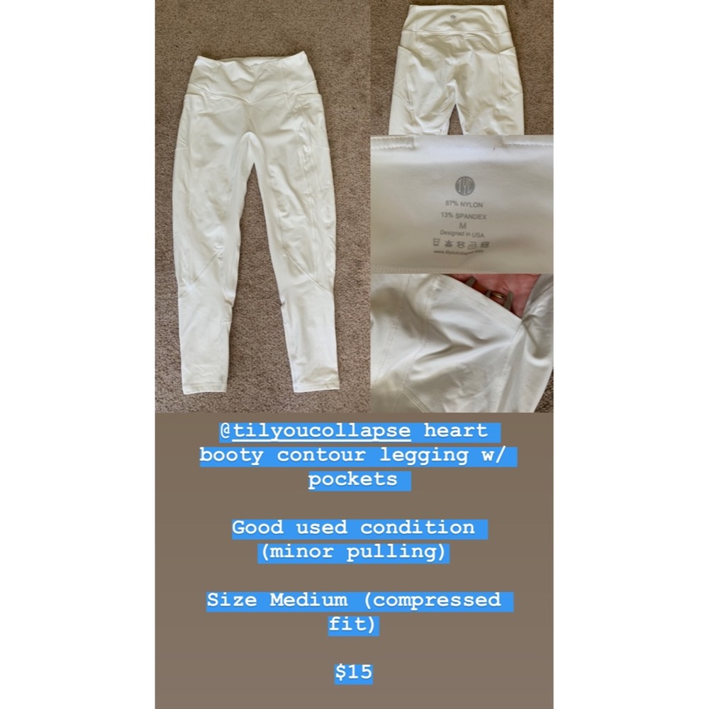 Til You Collapse White Workout Leggings